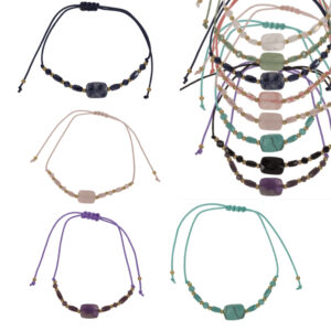 **G-Pulsera de cuerda con Mineral (Precio por unidad)