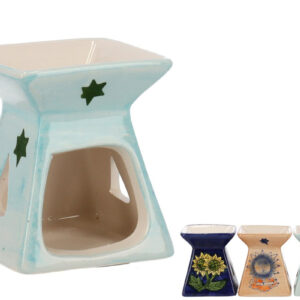 **G-Quemador esencias cuadrado de cerámica decorado 7,5x6,5cm (Precio por unidad)