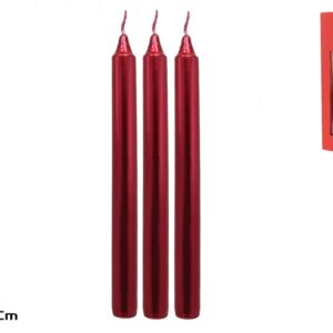 **G-Caja con 3 velas rojas metalizadas 24x2,4cm