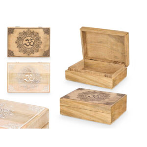 **G-Caja rectangular grande de madera con símbolo Om 17,4x25,5x8cm (precio por unidad)