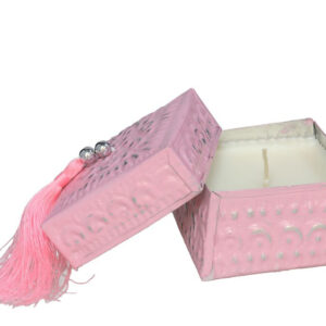 **G-Vela en caja de aluminio cuadrada rosa 8cm