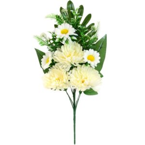 **G-PROMOCIÓN Conjunto Mum-Daisy Blanco 52cm flores artificiales