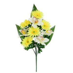**G-PROMOCIÓN Conjunto Gerbera-Orquídea Amarilla 51cm flores artificiales