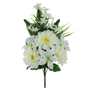 **G-PROMOCIÓN Conjunto Dalias-Astro Blanco 51cm flores artificiales