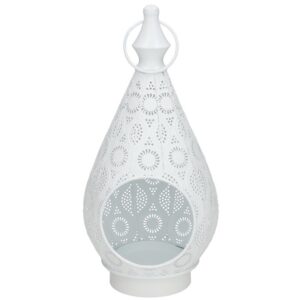 **G-Farol portavela de Metal Sansa Blanco 28,5x14cm