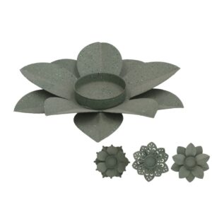 **G-Portavela Flor verde 12x12x3cm (Precio por unidad)