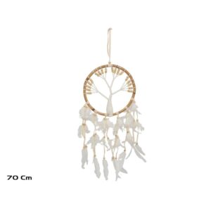 **A1/G-Atrapasueños Árbol y Plumas Blancas 22x70cm (Precio por unidad)