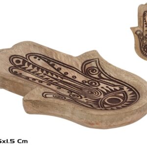 **G-Bandeja Mano Fátima de madera 14x9,5x1,5cm (Precio por unidad)