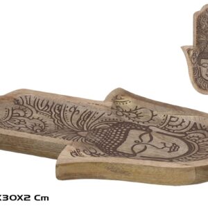 **G-Bandeja Buda forma Mano de madera 30x19,5x2cm (Precio por unidad)