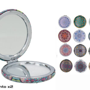 **G-Espejo redondo mandala de bolso aumento x2 (Precio por unidad)