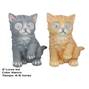 **A1/G-Figura Gato Luk con luces led solar 17x13x9cm (Precio por unidad)