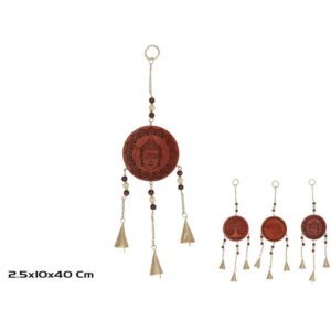 **G-Carrillón símbolos redondo de madera y metal Neha 10x40cm (Precio por unidad)