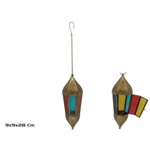 **G-Farol de techo dorado Nayla con cristales de colores 28x9x9cm (Precio por unidad)