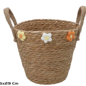 **A1/G-Cesta redonda con Asas Flores Laura 25x25x23/29cm