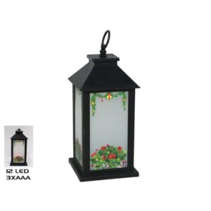 **G-Farol Negro navideño 20 Led 30,5x14x14cm (Precio por unidad)