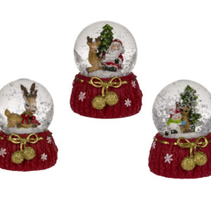 **G-Bola de nieve navideña con base roja 5,5x6,5cm (Precio por unidad)