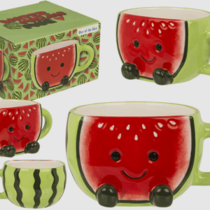**G-Taza Sandía kawaii de dolomita 14,5x7,5cm 370ml (Precio por unidad)