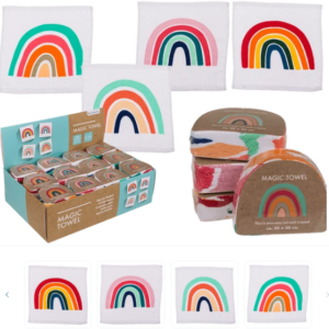 **G-Toalla Mágica arco Iris 30x30cm aproximadamente algodón (Precio por unidad)