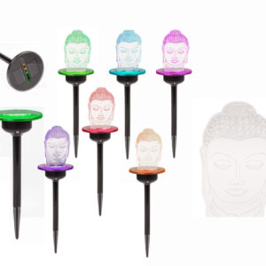 **A5/G-Lámpara Buda 3D palo para jardín con luz solar cambia color 45cm (Precio por unidad)