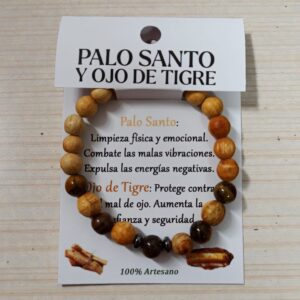 **Pulsera Palo Santo y Ojo de Tigre 8mm Artesano