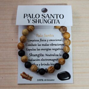 **Pulsera Palo Santo y Shungita 8mm Artesano