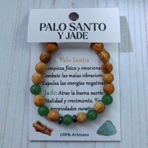**Pulsera Palo Santo y Jade 8mm Artesano
