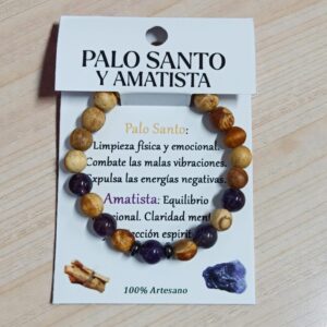 **Pulsera Palo Santo y Amatista 8mm Artesano