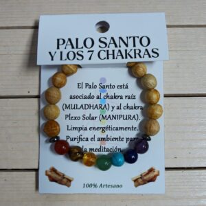 **Pulsera Palo Santo y los 7 chakras 8mm Artesano