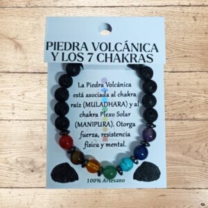 **Pulsera Volcánica y los 7 Chakras 8mm artesanal