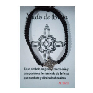 **Pulsera tejida negra Nudo de Bruja