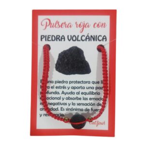 **Pulsera tejida roja con Piedra volcánica