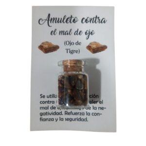 **Frasco de Ojo de Tigre grande 15 gramos Amuleto contra el mal de ojo