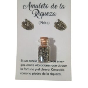 **Frasco de Pirita pequeño 5 gramos Amuleto de la Riqueza (precio por unidad)