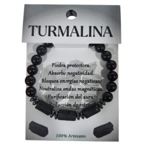**Pulsera Turmalina con 3 turmalinas cúbicas 8mm