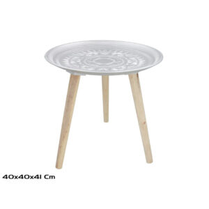 **G-Mesa auxiliar Plata Cassie 40x41cm