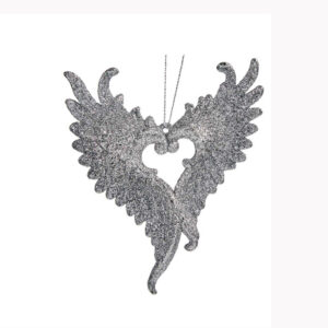**G-PROMOCION Adorno Alas de Ángel Corazón Plateadas 2.5x12x13cm (Precio por unidad)