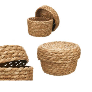 **G-Cesto con tapa redondo pequeño Natural 14x14x11cm (Precio por unidad)