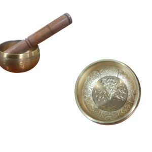 **Cuenco Tibetano Dorado Árbol de la Vida Relieve Ø9cm 3,75'' (con Maza) Precio por unidad