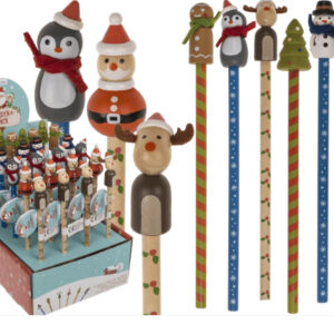 **G-Lápiz de madera con figura navideña 2,2x21cm (Precio por unidad)