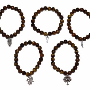 B2-Pulsera 8mm Ojo de Tigre Charm (precio por unidad)