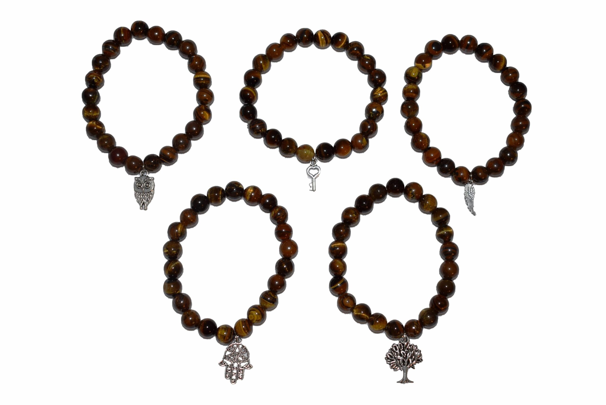 B2-Pulsera 8mm Ojo de Tigre Charm (precio por unidad)