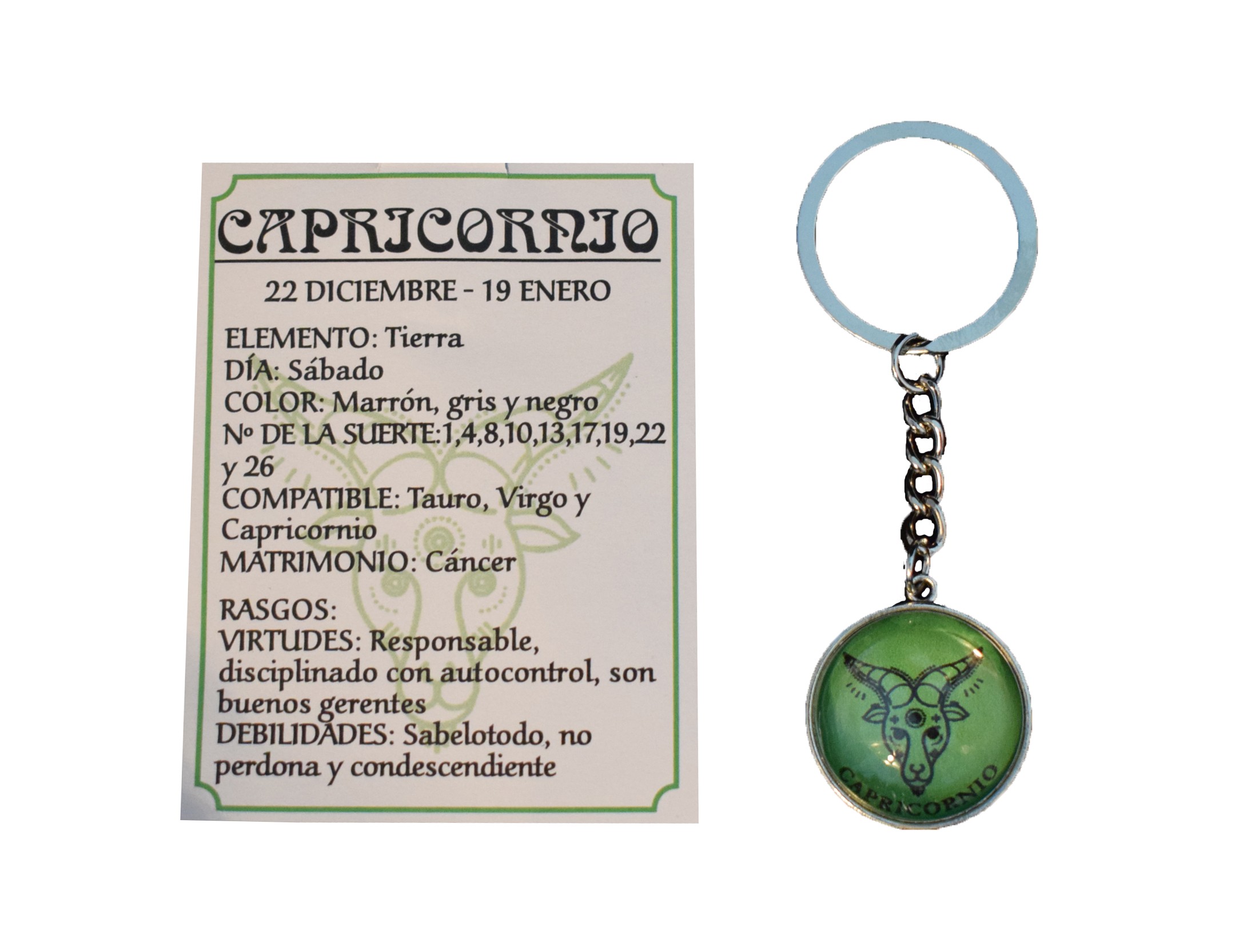 **B2-Llavero Capricornio Amuleto de la suerte (aleación de Zinc)
