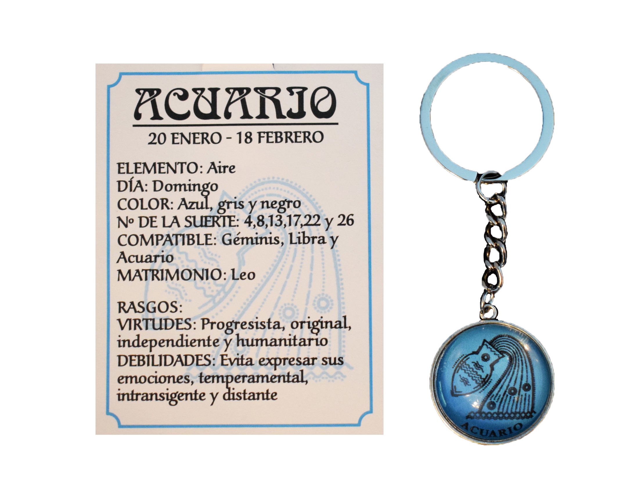 **B2-Llavero Acuario Amuleto de la suerte (aleación de Zinc)