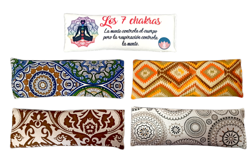 **Los 7 Chakras" Saco térmico Lumbar con símbolo y dedicatoria calor/Frio (Precio por unidad)