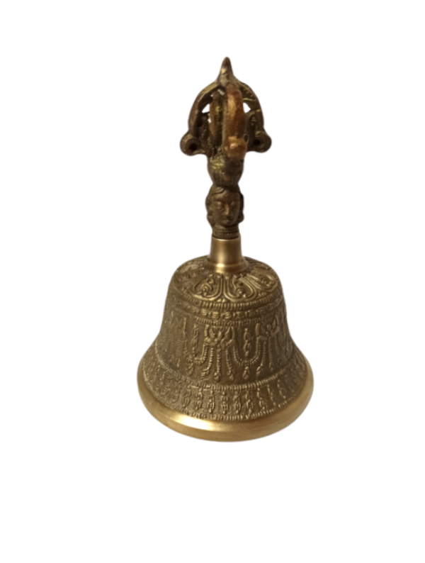 A1-Campana Tibetana Metálica con Grabados 11x6cm
