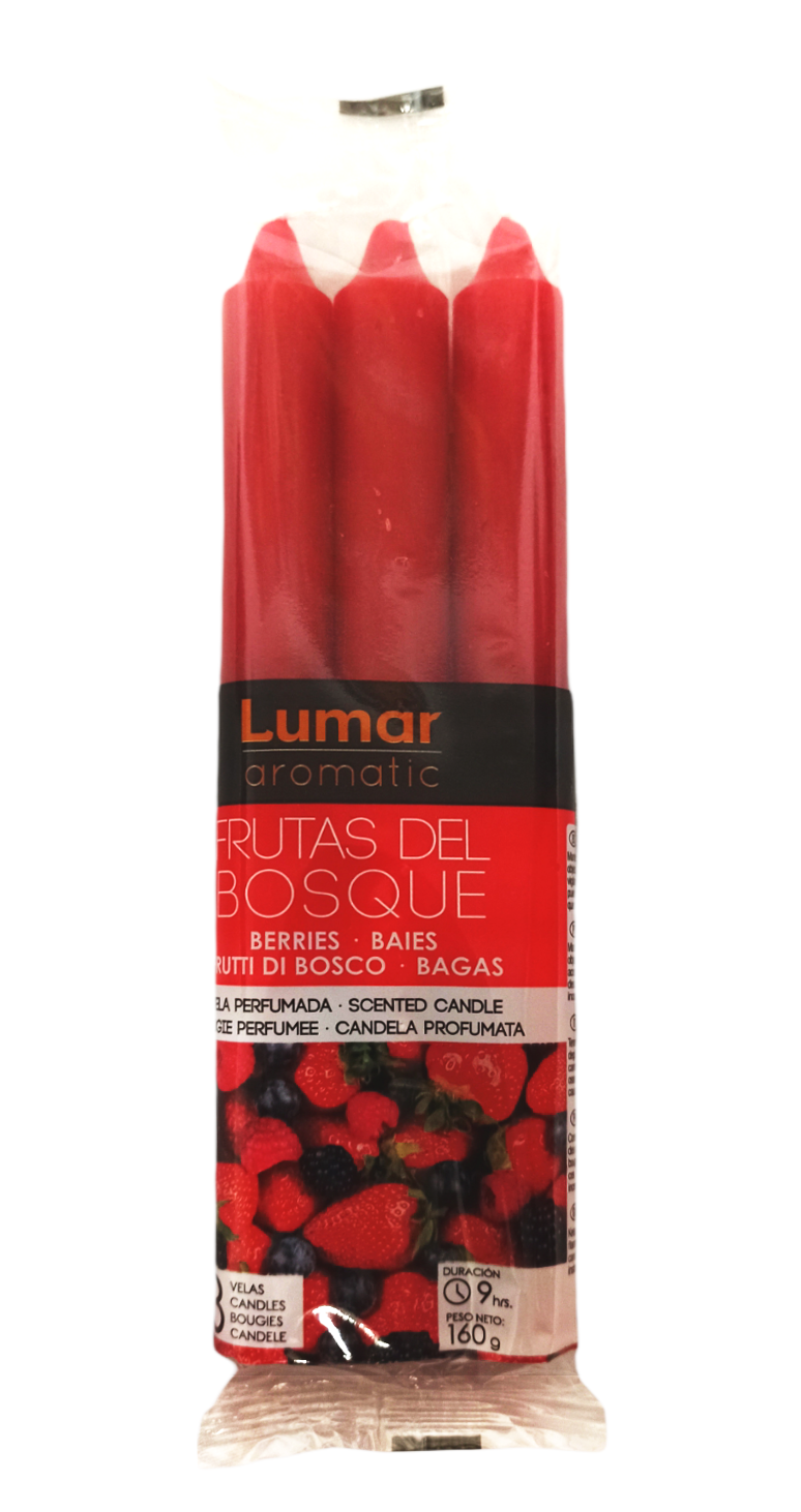 **B5/G-Pack 3 velas perfumadas frutas del bosque bujía 20cm