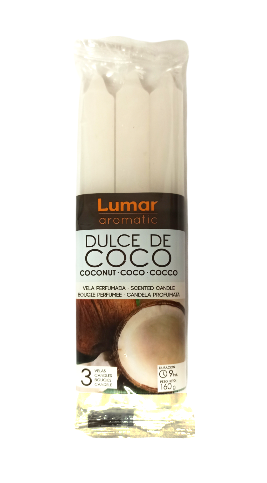 **B3/G-Pack 3 velas perfumadas coco bujía 20cm