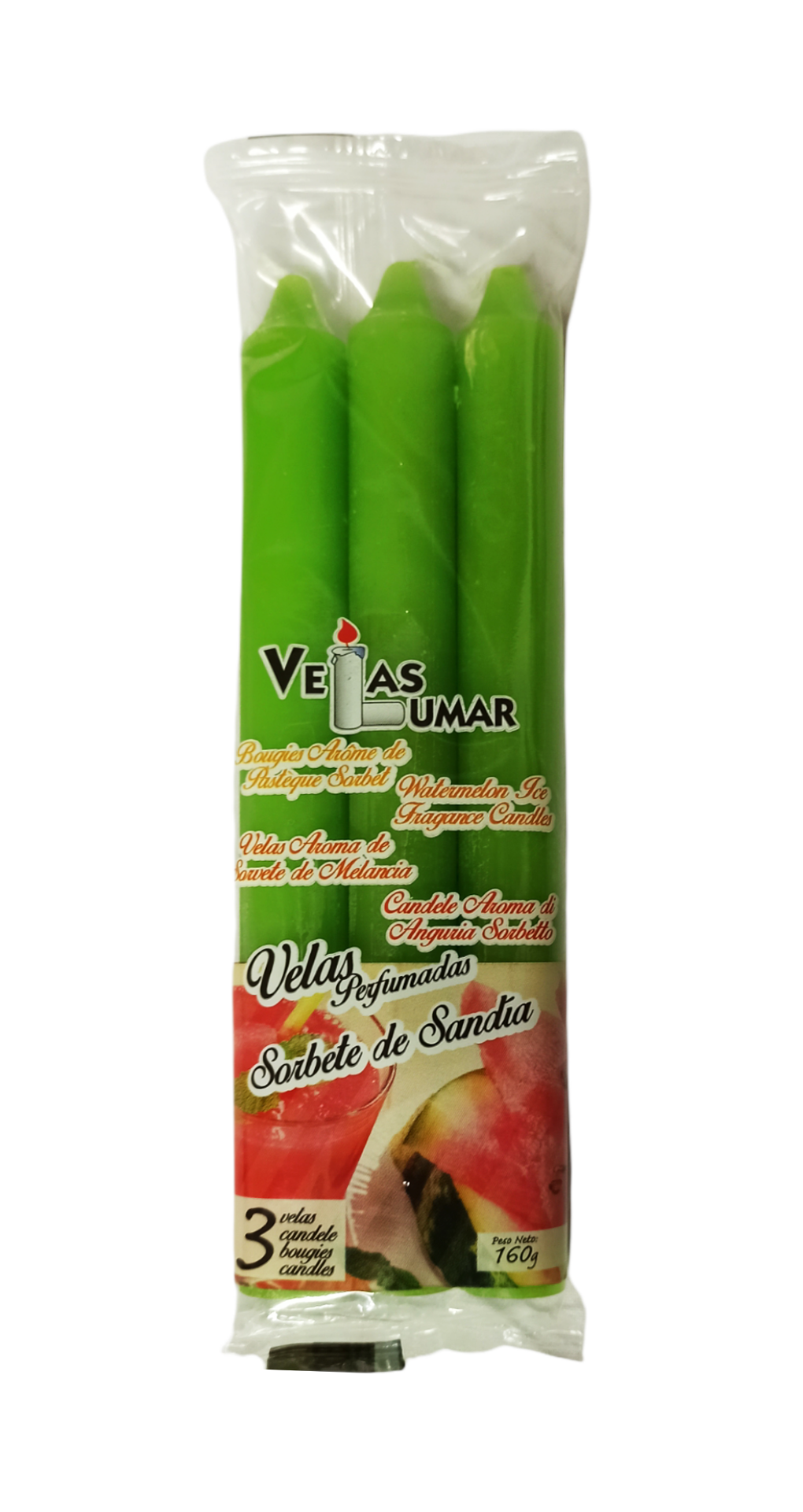 **B5/G-Pack 3 velas perfumadas sorbete de sandía bujía 20cm