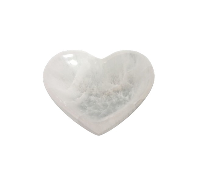 **B6-Cuenco de Selenita con forma de corazón 10x9cm aproximadamente
