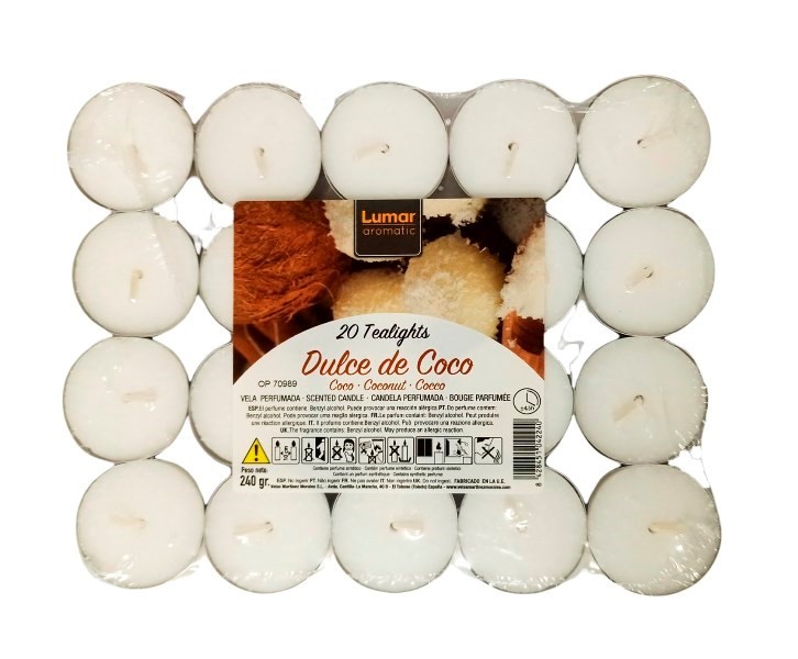 **B3/G-Pack 20 velas de té perfumada dulce de coco